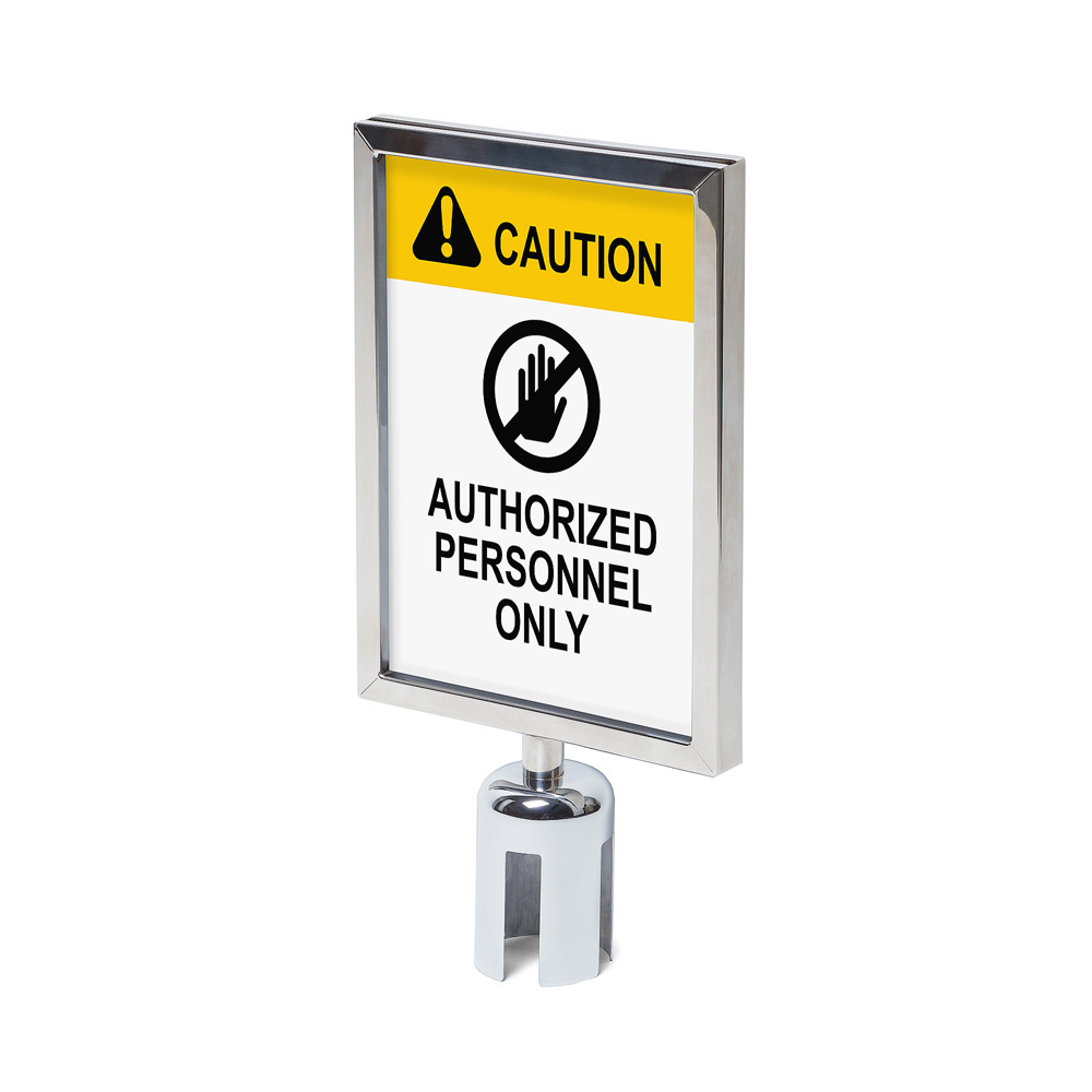 Porte-enseignes De Barrière A4 Chrome Pour Barrier Flexi Belt Post Économie