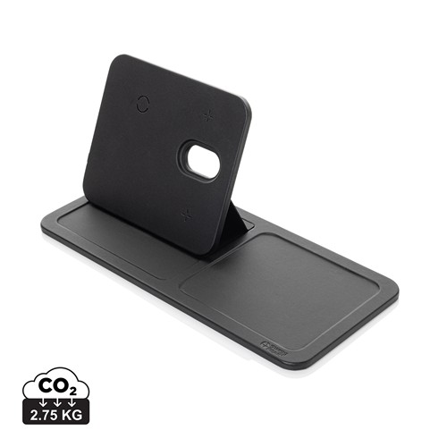 Chargeur de bureau 3 en 1 en PU recyclé RCS Swiss Peak