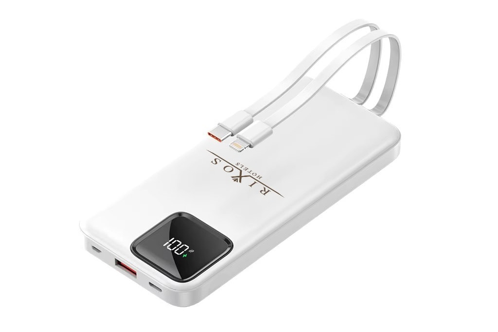 Batterie Externe 10 000 mAh avec Câbles Intégrés USB-C & Lightning