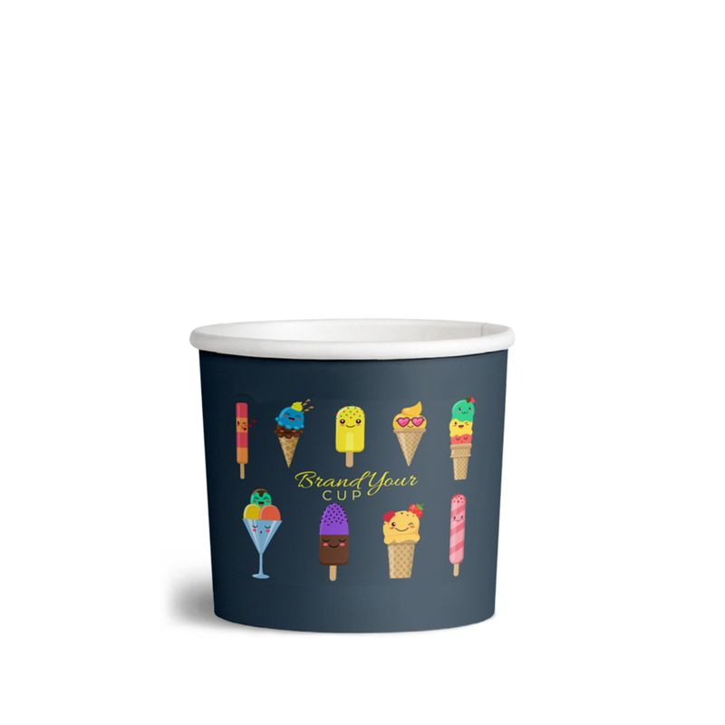 Single Walled Matt Recyclable Ice Cream Pot (16oz)